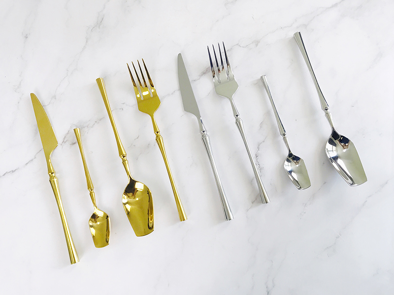 Inox Dinnerware اسٽينلیس سٹیل ونٹیج ڊيزائن اسپون چاقو ڪانٽو چاندي جي سامان جي کٽلري فليٽ ويئر سيٽ (4)